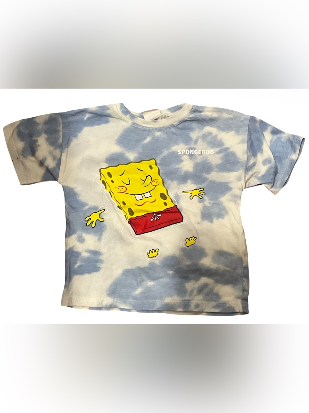Zara Boys SpongeBob SquarePants Tie Dye Graphic T-Shirt | Blue | Size 4Y